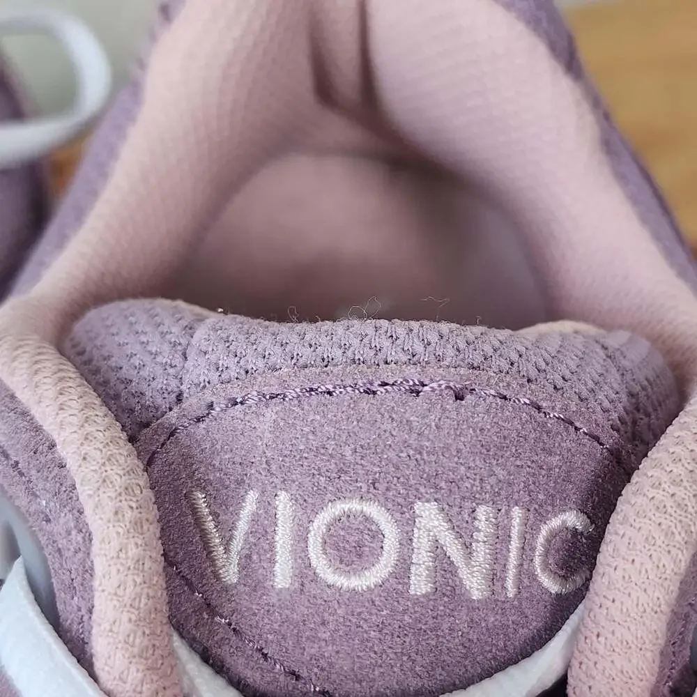 Vionic Walker Shoes Womens Size 7.5 Wide Pink Suede Walking Comfort Sneakers